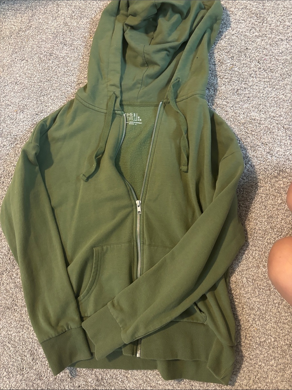 Time and Tru Olive Green Full-Zip Hoodie